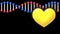 Yellow heart icon and dna structure spinning against black background