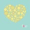 Yellow heart made from buttons Love card Flat design