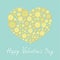 Yellow heart made from buttons Love card Flat design Happy Valentines day