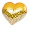 Yellow heart shaped pill, capsule filled with small tiny hearts as medicine