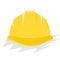 Yellow helmet or construction hardhat. Flat and solid color vector illustration.