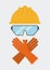 Yellow helmet glasses gloves icon. Vector graphic