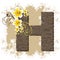 Yellow hibiscus vintage alphabet H