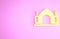 Yellow Hindu spiritual temple icon isolated on pink background. Minimalism concept. 3d illustration 3D render
