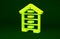 Yellow Hive for bees icon isolated on green background. Beehive symbol. Apiary and beekeeping. Sweet natural food