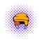 Yellow hockey helmet icon, comics style