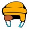 Yellow hockey helmet icon, icon cartoon