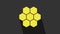 Yellow Honeycomb icon isolated on grey background. Honey cells symbol. Sweet natural food. 4K Video motion graphic