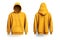 A yellow hoodie on a white background. Generative AI image. Mockup with copy space.