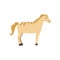 Yellow horse with gold hair and dotted skin with black leg