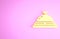 Yellow Hotel service bell icon isolated on pink background. Reception bell. Minimalism concept. 3d illustration 3D