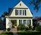 Yellow House with Pumpkins