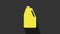 Yellow Household chemicals bottle icon isolated on grey background. Liquid detergent or soap, stain remover, laundry