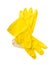 Yellow household protective rubber gloves