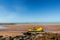 yellow hovercraft at a beautiful beach in broom, western australia