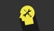 Yellow Human head with with screwdriver and wrench icon isolated on grey background. Artificial intelligence. Symbol
