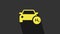 Yellow Hydrogen car icon isolated on grey background. H2 station sign. Hydrogen fuel cell car eco environment friendly