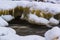 Yellow icicles under snow cover