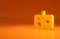 Yellow Identification card volunteer icon isolated on orange background. Volunteer id card or badge. Minimalism concept