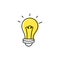 Yellow illumination light bulb hand drawn icon