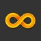 Yellow infinity symbol icon from glossy wire with