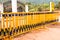 Yellow iron fence.