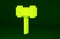 Yellow Judge gavel icon isolated on green background. Gavel for adjudication of sentences and bills, court, justice