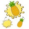 Yellow juice splash with pineapple fruit.