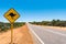 Yellow kangaroo sign on Australian country road