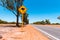 Yellow kangaroo sign on Australian country road