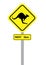 A yellow Kangaroo sign on a white background