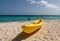 Yellow Kayak at Cas Abou Beach shoreline Views around the caribbean island of Curacao