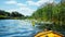 Yellow Kayak Floating on Water