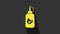 Yellow Ketchup bottle icon isolated on grey background. Fire flame icon. Hot chili pepper pod sign. Barbecue and BBQ