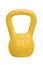 Yellow kettlebell with blank space for inscription.Isolated.