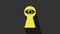 Yellow Keyhole with eye icon isolated on grey background. The eye looks into the keyhole. Keyhole eye hole. 4K Video