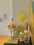 yellow kitchen in the room