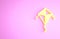 Yellow Kite icon isolated on pink background. Minimalism concept. 3d illustration 3D render