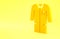 Yellow Laboratory uniform icon isolated on yellow background. Gown for pharmaceutical research workers. Medical employee