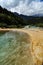 Yellow lakes on the mountains in Huanglong beauty spot