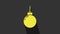 Yellow Lamp hanging icon isolated on grey background. Ceiling lamp light bulb. 4K Video motion graphic animation