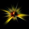 Yellow laser light on a black background