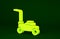 Yellow Lawn mower icon isolated on green background. Lawn mower cutting grass. Minimalism concept. 3d illustration 3D