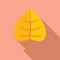 Yellow leaf icon flat vector. Autumn november