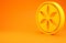 Yellow Leaf plant nature icon isolated on orange background. Botanic garden beauty spa wellness health organic bio eco