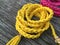 Yellow leather rope twist belt