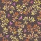 Yellow leaves, cute birds. Watercolor autumn seamless pattern, naive style