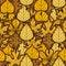 Yellow leaves pattern on dark background. Bright autumn seamless