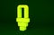 Yellow LED light bulb icon isolated on green background. Economical LED illuminated lightbulb. Save energy lamp