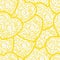 Yellow lemon doodle hearts seamless pattern